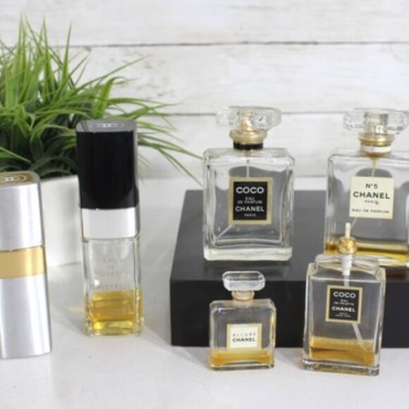 Vintage Chanel Perfume Bottles No 5 No 19 Coco Allure Partial Empty Lot of 6 - Picture 1 of 15
